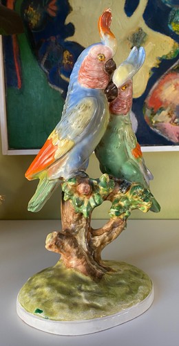 Due pappagalli arapa ceramica - due,