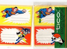 SUPERMAN BATMAN 6 etichette adesive Tico school SIGILLATE