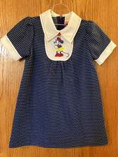 Vestito bambina vintage anni 70 Walt Disney World Minnie Mouse bianco navy a pois taglia 6X