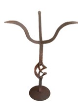 Antico alare da camino ferro battuto XIX secolo Italia cavalletto legna 