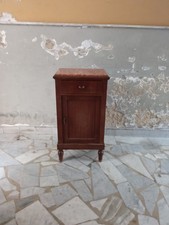 comodino Antico In Noce Con Marmo Rosso Verona