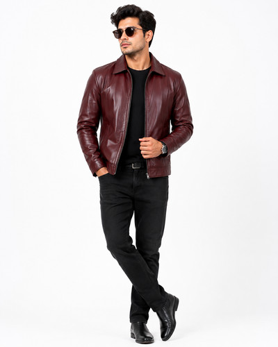 Giacca uomo pelle bordeaux