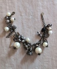 Bracciale Oro Perle Charms Chiave Catena bracciale Vintage Perle pendente stras