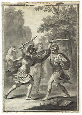 Incisione 1700 Francesco Bartolozzi - Duello Rinaldo Sacripante Orlando Furioso