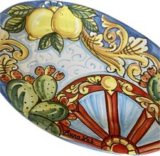???Piatto Ovale in Ceramica Dipinto a Mano in Stile Siciliano???