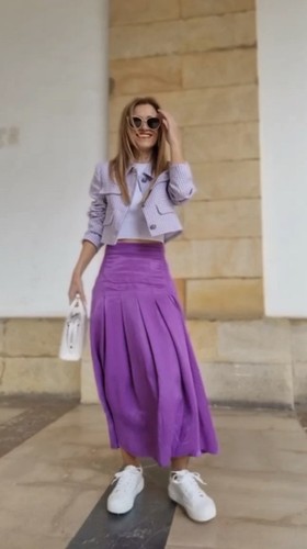 Gonna zara viola - zara, raso