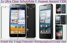2x Pellicola Protettiva Schermo Cristallo Trasparente per Huawei Ascend Y300 Clear Protector
