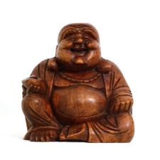 Happy buddha legno figura - buddha,