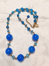 Collana In Vetro Di Murano Firmata "Piazza Venezia ", Vetro Sommerso Azzurro