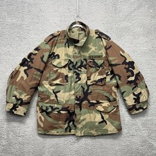 Giacca da campo vintage US Army M65 uomo XL lunga Woodland mimetica clima freddo anni 90
