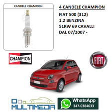 4 CANDELE CHAMPION COPPER PLUS FIAT 500 312 1.2 BENZINA GPL 51KW 69 CV CAVALLI