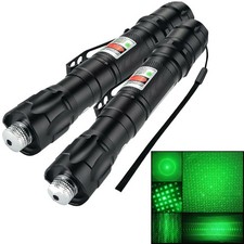 2 pezzi puntatore laser verde 800 m 532 nm lampada a penna e kit batteria