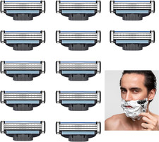 12 Pezzi Lamette Da Barba Mach 3 Turbo, Ricariche per Lame per Rasoio Da Uomo, A