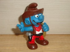 Puffi Puffo Cowboy Variante corda Marrone Smurf  © Pejo 1981 Shcleich Portugal