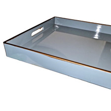 Grande Vassoio Deco con Impugnature - Celeste, Oro - 48 cm x 35,5 cm x 4,3 cm