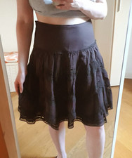 MOTIVI gonna al ginocchio marrone con pizzo tg. 42/44 in cotone midi oltre