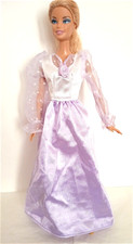 B506 - BARBIE 90s - abito lungo lilla con tulle a pois