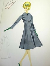 DISEGNO SKETCH MODA VINTAGE ITALIAN FASHION DESIGN 1950 1960 60S 50S BOZZETTO