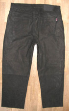 " H.I.S " Uomo- Jeans IN Pelle/Nabuk Pantaloni Pelle Nero Circa W37 " / L29 "