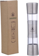 - Saliera E Pepiera Manuale - 2 in 1 - Acciaio Inossidabile - Argento