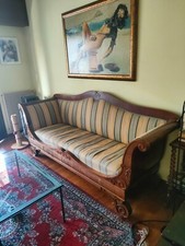 VENDO DIVANO A BARCA STILE BIEDERMEIER EPOCA FINE 800 IN LEGNO DI NOCE SCOLPITO