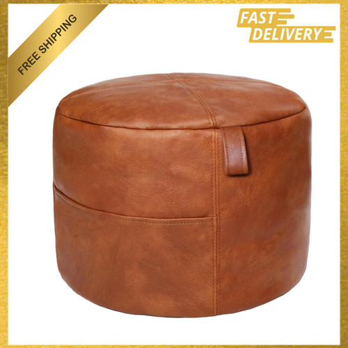 Unstuffed faux leather pouf - unstuffed,