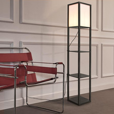 Lampada a Mobiletto Lampada Da Terra Alta 160 Cm Piantana a Scaffale in Legno Ne