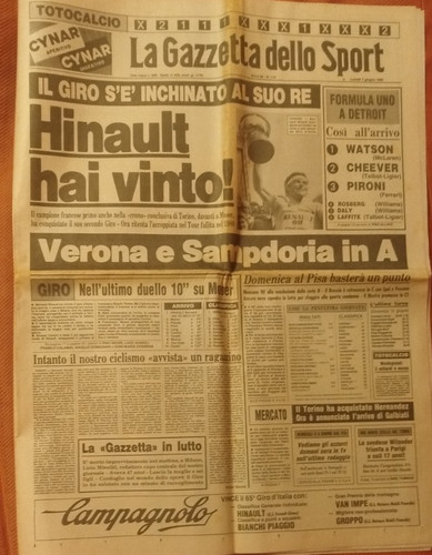 Hinault vince giro italia - vince, d'italia