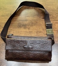 Borsa a tracolla Gucci modello GG in pelle marrone scuro vintage