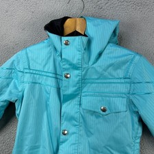 Giacca Burton sci snowboard donna blu medio cappuccio zip intera tasche con patta