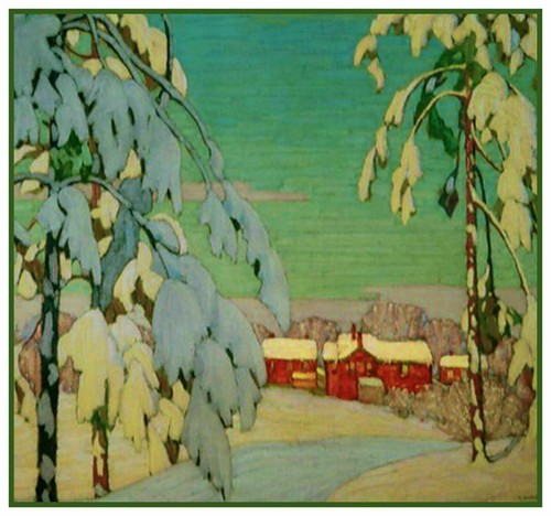 Paesaggio invernale casa - , rosa