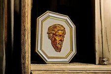 Quadro con volto di cristo creazioni ros rivestito con sfoglia di argento 1000