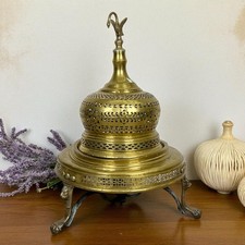 Antico braciere in rame e ottone grande portacandele traforato vintage lanterna
