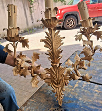 ANTICA APPLIQUE DA PARETE IN FERRO BATTUTO DORATO 3 LUCI COME IN FOTO