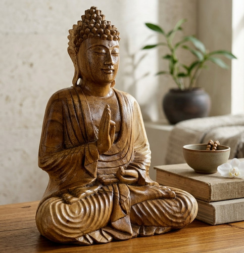 Scultura buddha legno suar - scultura, di