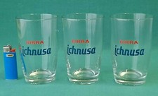 SET 3 VECCHI RARI BICCHIERI IN VETRO BIRRA ICHNUSA 250 ML VINTAGE ANNI '60. AF74