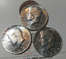 STATI  UNITI  LOTTO DI 3 MONETE IN. ARGENTO DA MEZZO DOLLARO KENNEDY 