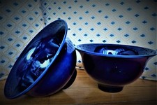 Coppia di  COPPE BLU COBALTO in ceramica LAVENIA  anni 50 - ANDLOVIZ (Andlovitz)