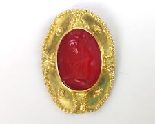 SPILLA ANTICA IN ORO 750 18KT VINTAGE CAMMEO ROSSO