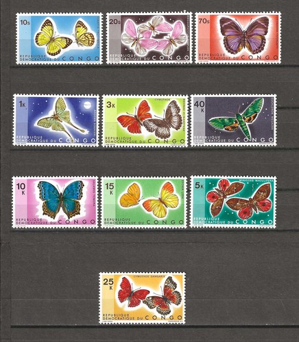 Congo 1971 751 760 - 751/760, farfalle