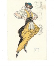 RENZO VENTURA ILLUSTRATORE DI MODA DONNINA CARTOLINA LIBERTY VG 1916