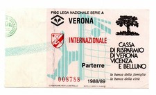 BIGLIETTO STADIO CALCIO SERIE A - VERONA INTER 1988 1989 - PARTERRE