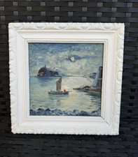 ANTICO DIPINTO AD OLIO - PAESAGGIO MARINO - STILE IMPRESSIONISTA- 900