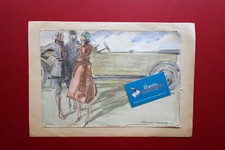 Disegno Originale Mario Vellani Marchi Modena Tecnica Mista Auto Pilota Anni '30