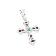 Ciondolo Croce Oro Bianco 18Kt - Oro Rigenerato