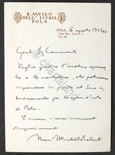 Autografo direttore Museo dell'Istria a Pola Mario Mirabella Roberti - 1942