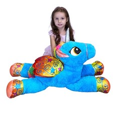 Grande Peluche Unicorno Blu 80cm Pony Magico Cavallo con Ali  Disteso