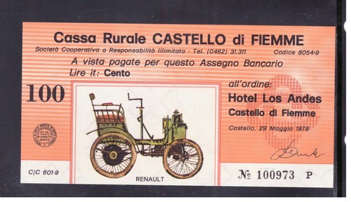 Miniassegno cassa rurale - cassa,