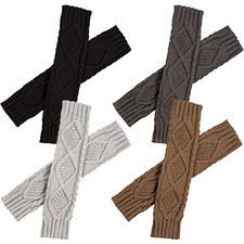  4 paia di copertura del braccio a maglia a maglia calda calda guanti a mezzo