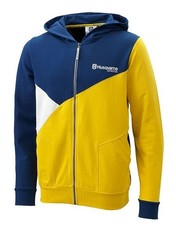 Giacca con cappuccio Husqvarna asimmetrica zip giallo/blu logo adulto taglia small